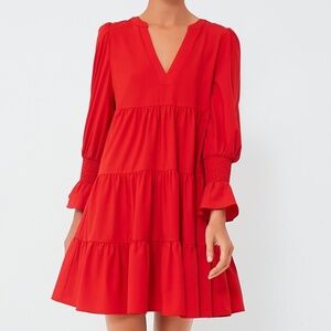 POMANDER PLACE  (Tuckernuck) Red Crepe Kenzo Dress SMALL